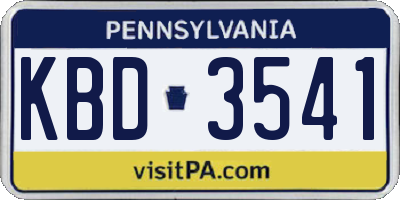 PA license plate KBD3541
