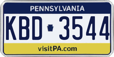 PA license plate KBD3544