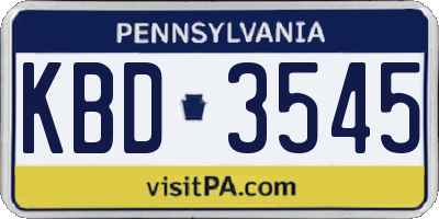 PA license plate KBD3545