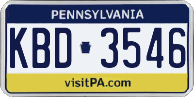 PA license plate KBD3546