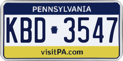 PA license plate KBD3547
