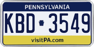 PA license plate KBD3549