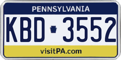 PA license plate KBD3552
