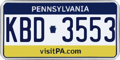 PA license plate KBD3553