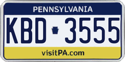 PA license plate KBD3555