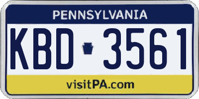 PA license plate KBD3561