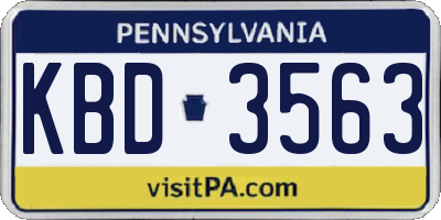 PA license plate KBD3563