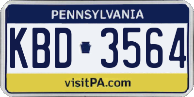 PA license plate KBD3564