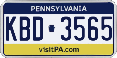 PA license plate KBD3565