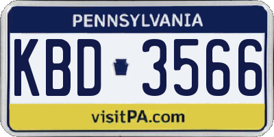 PA license plate KBD3566