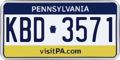 PA license plate KBD3571