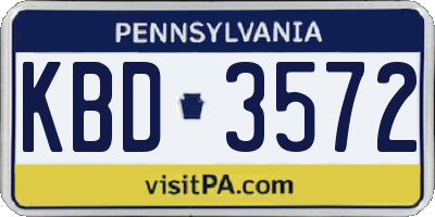 PA license plate KBD3572