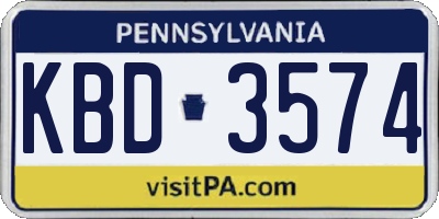 PA license plate KBD3574