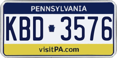 PA license plate KBD3576