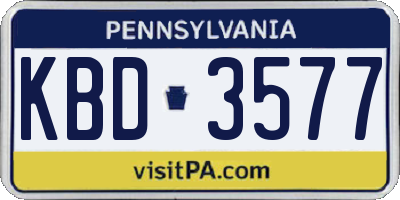 PA license plate KBD3577