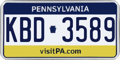 PA license plate KBD3589