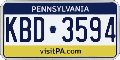 PA license plate KBD3594