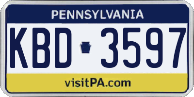 PA license plate KBD3597