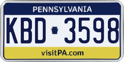 PA license plate KBD3598