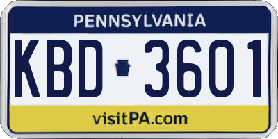 PA license plate KBD3601