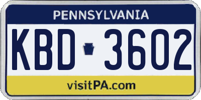 PA license plate KBD3602