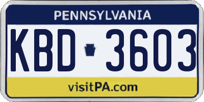 PA license plate KBD3603