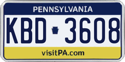 PA license plate KBD3608