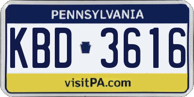 PA license plate KBD3616