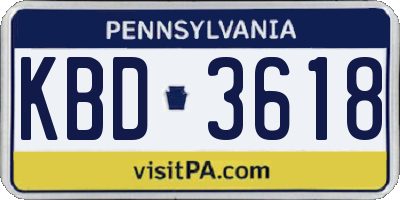 PA license plate KBD3618