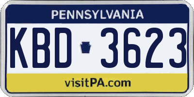 PA license plate KBD3623