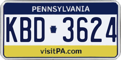 PA license plate KBD3624