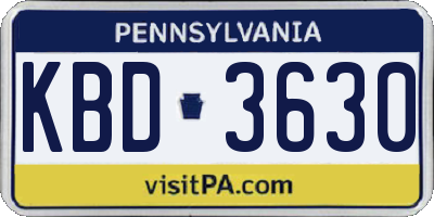 PA license plate KBD3630