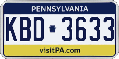 PA license plate KBD3633
