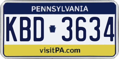 PA license plate KBD3634