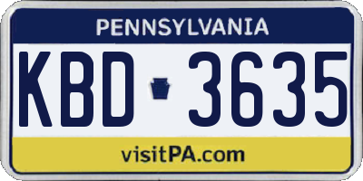 PA license plate KBD3635