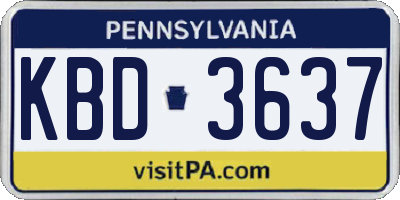 PA license plate KBD3637