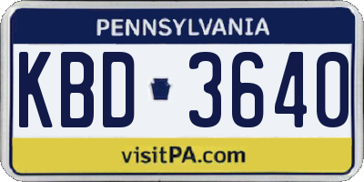 PA license plate KBD3640