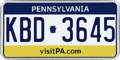 PA license plate KBD3645
