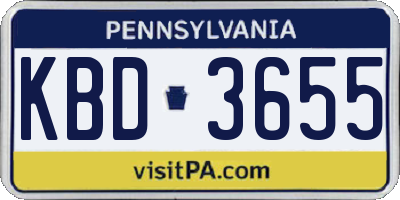 PA license plate KBD3655