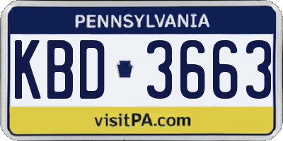 PA license plate KBD3663
