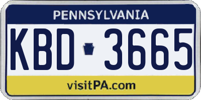 PA license plate KBD3665