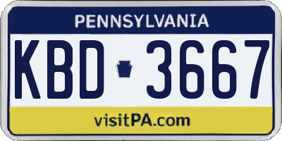 PA license plate KBD3667