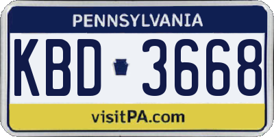 PA license plate KBD3668