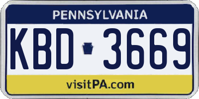 PA license plate KBD3669