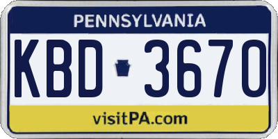 PA license plate KBD3670