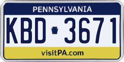PA license plate KBD3671