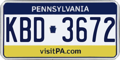 PA license plate KBD3672