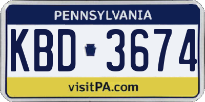 PA license plate KBD3674