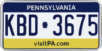 PA license plate KBD3675