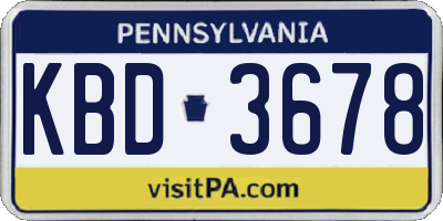PA license plate KBD3678